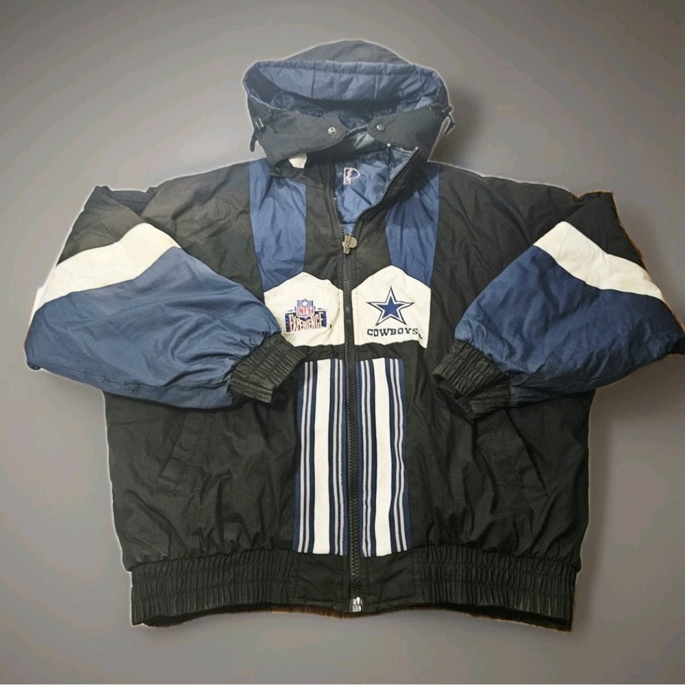 Vintage NFL Dallas Cowboys Pro Player Reversible Jacket Coat Blue Mens XL